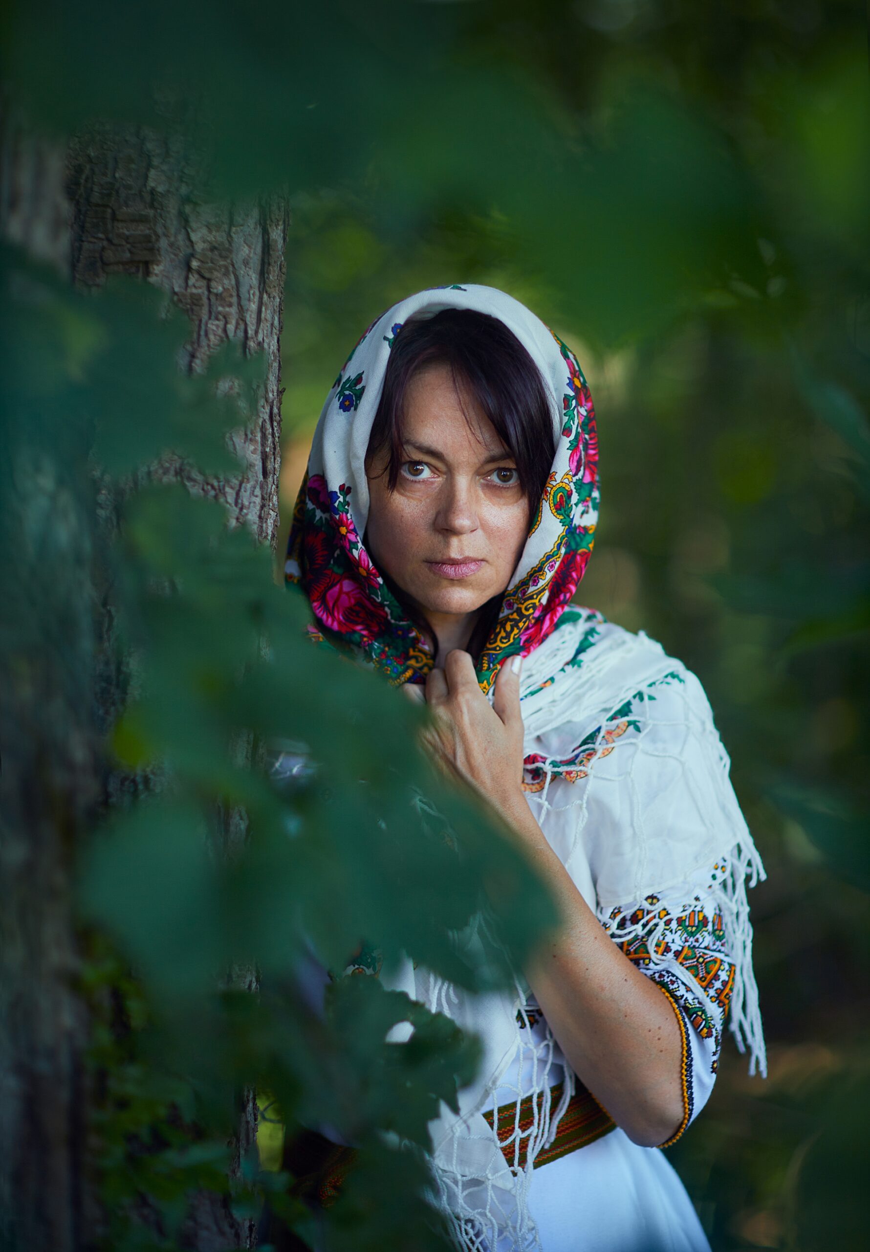 Ukrainian woman in forest 