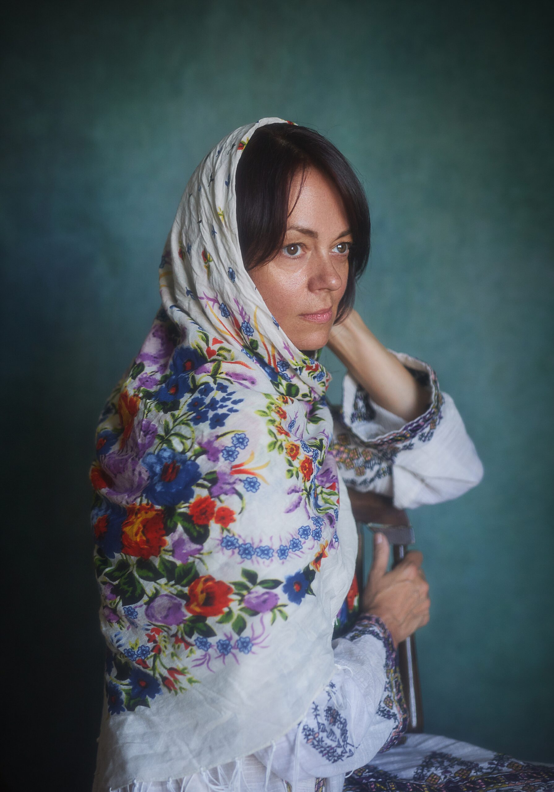 Slovak woman sitting in house  