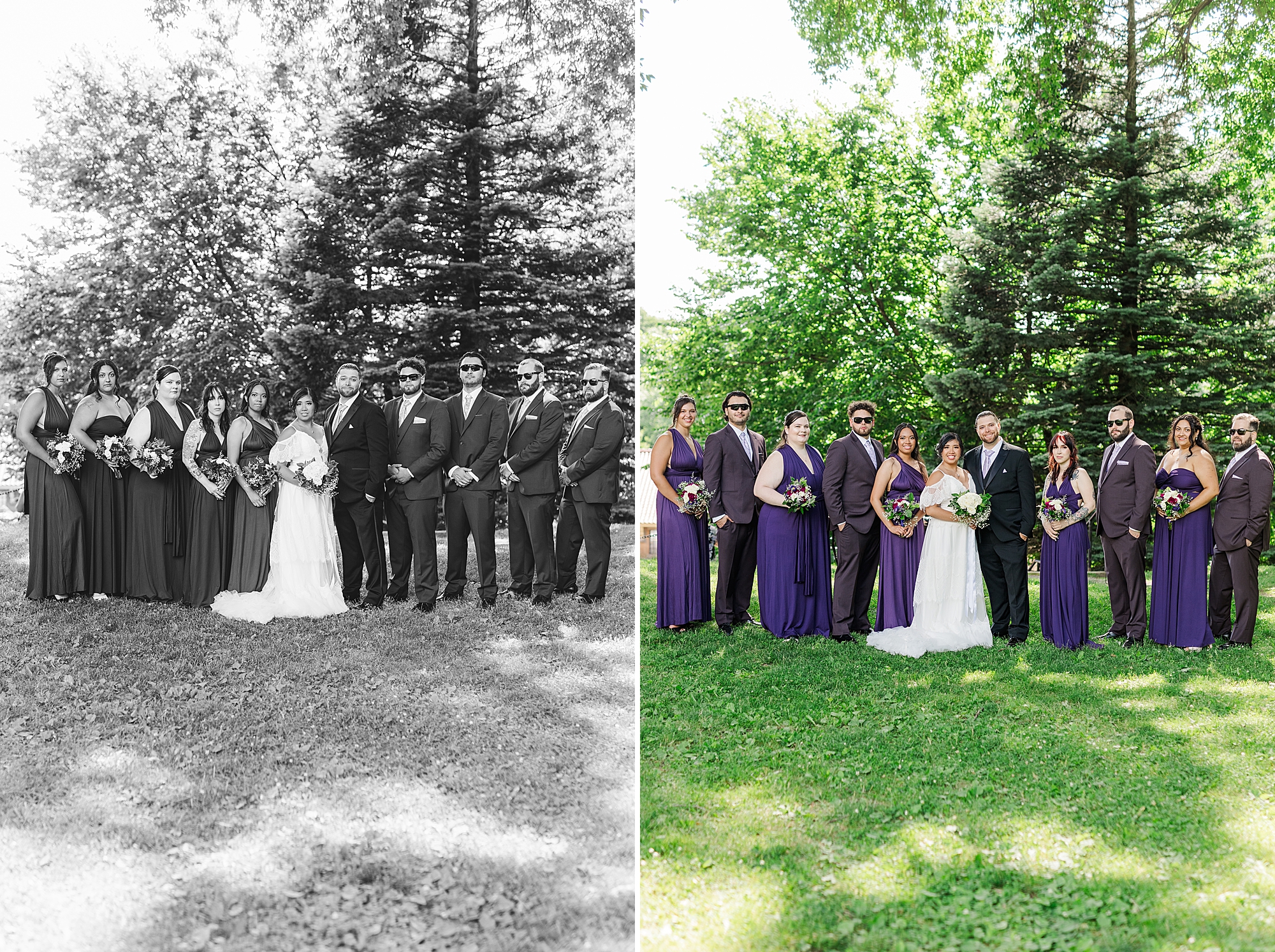 bridal party in park 