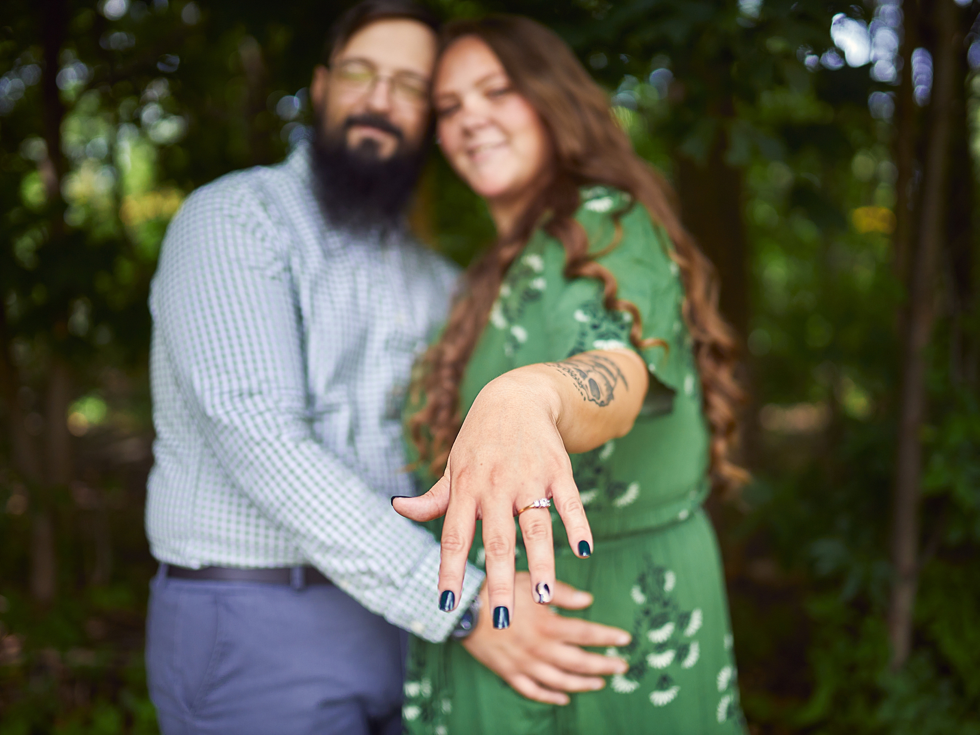 girlfriend showing ring to camera 