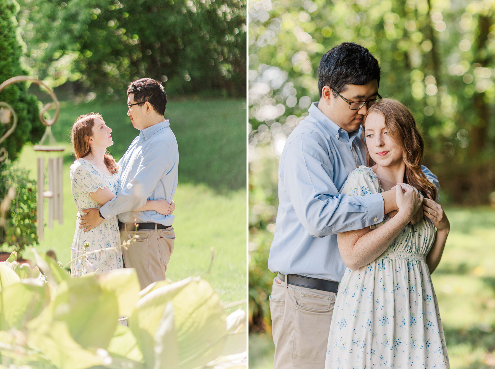 Boyfriend and Girlfriend embrace each other outside 