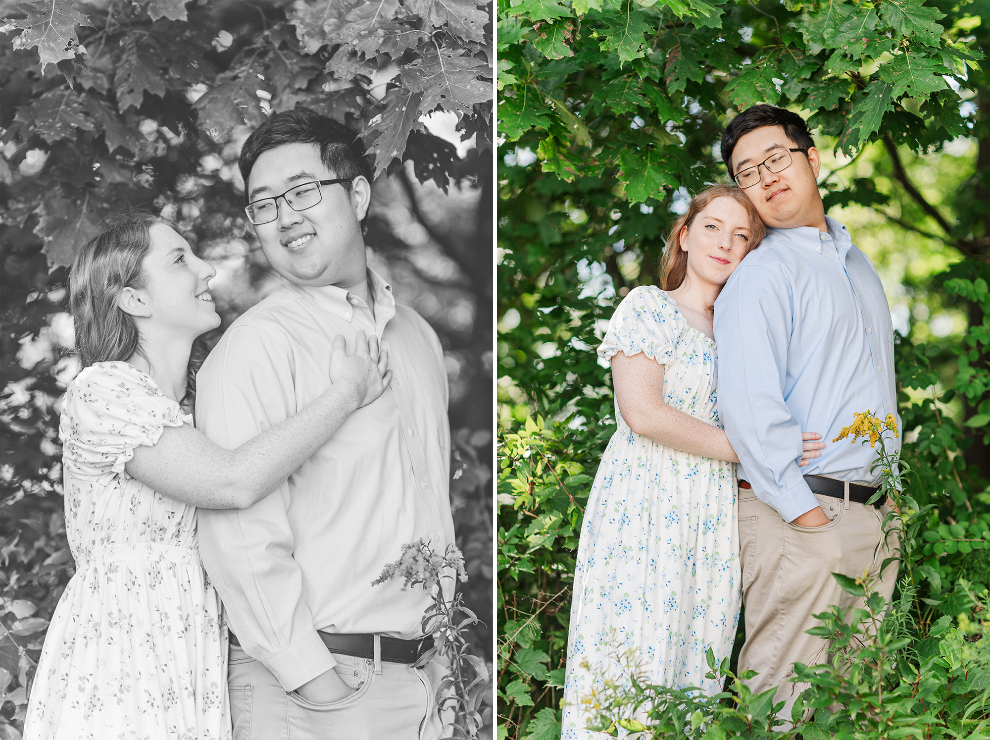 boyfriend and girlfriend holding each other in tall grass