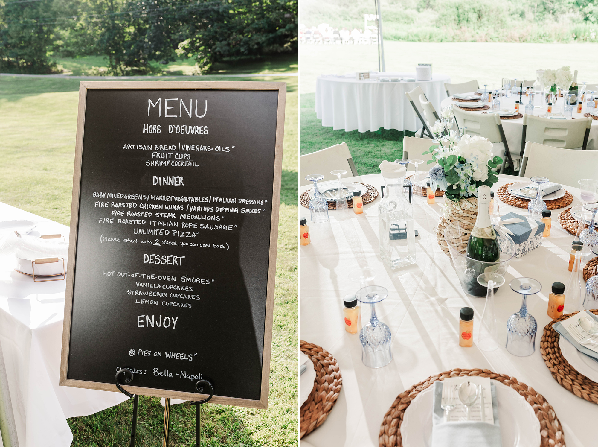 Menu with tables and decorations